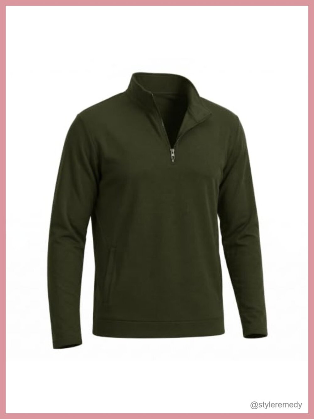 Men's Fleece Quarter Zip Pullover Sweatshirt Mock Neck Casual Sweater